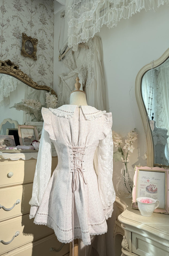 Peter-Pan Collar Ryousangata Dress Set, Lace Sleeves 44524:815241