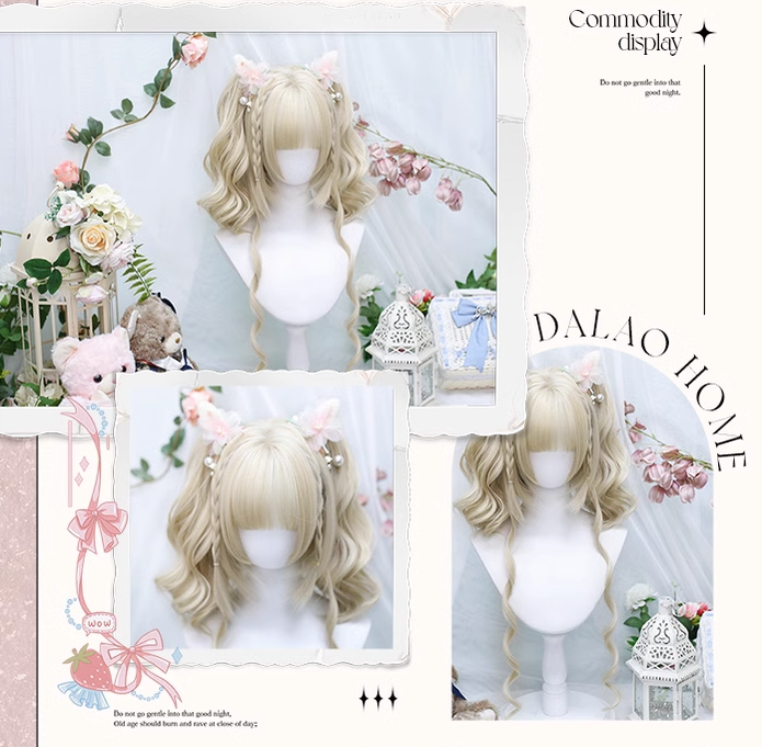 Kawaii Lolita JK Natural Double Ponytail Brown Short Wig 22808:330644 22808:330644