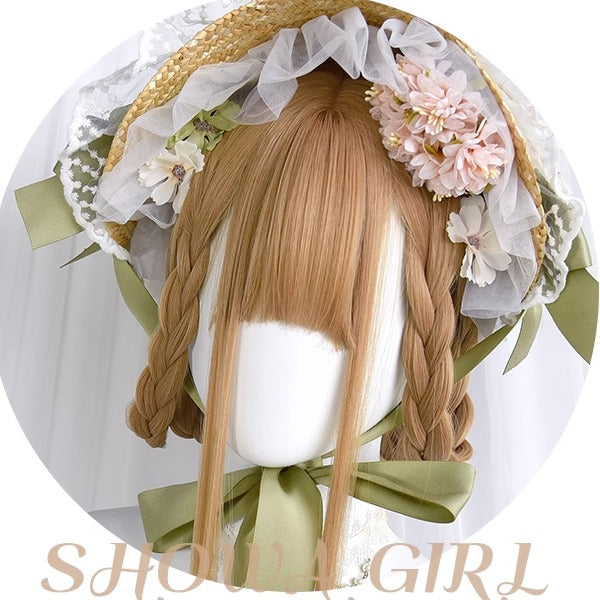 Kawaii Straight Wig with Blunt Bangs Pink Gold Brown 21880:318262 21880:318262