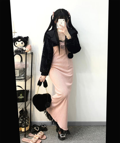 Jirai Kei Dress Ryousangata Lace Slip Dress Long Version 34412:459890