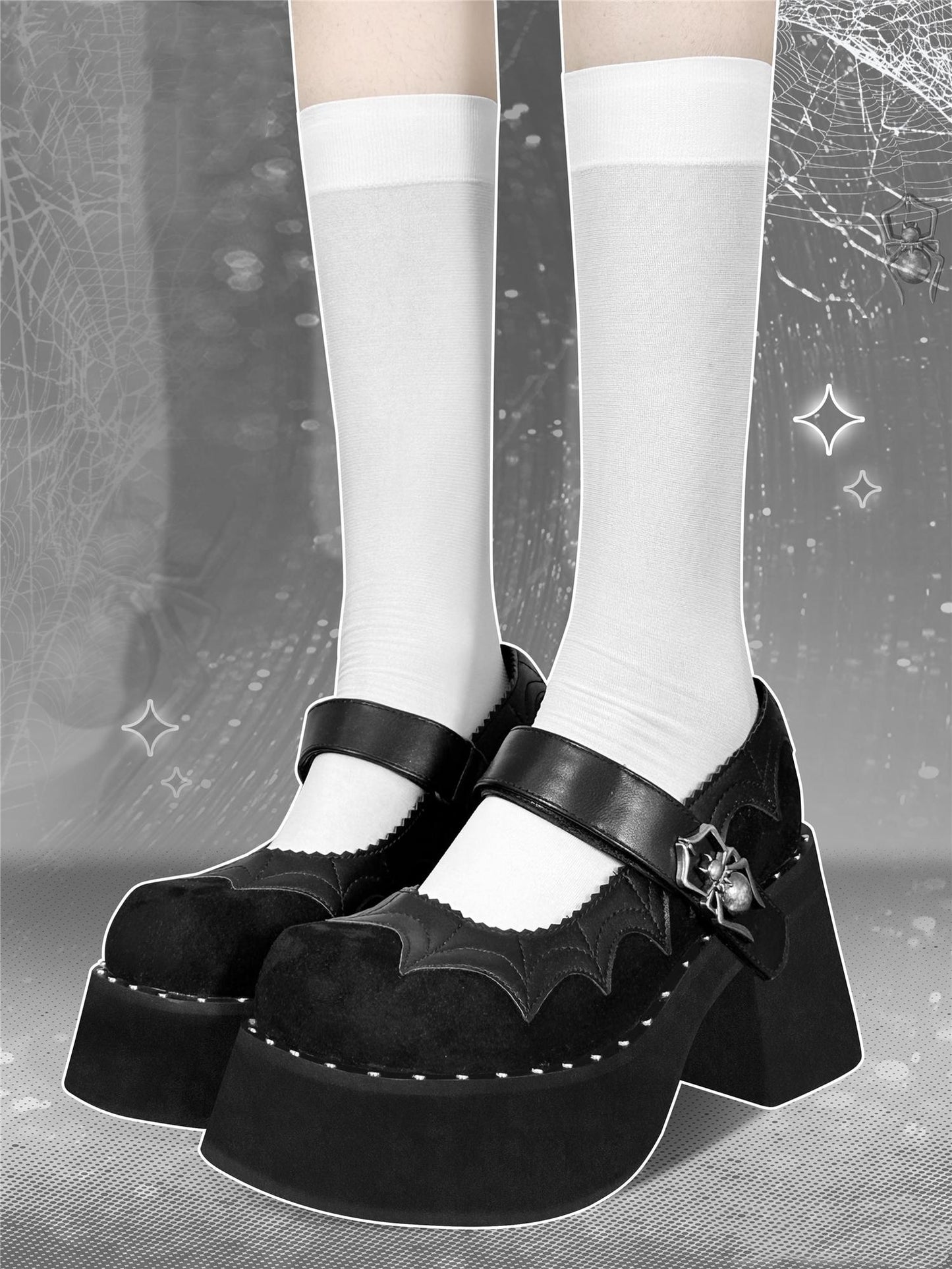Gothic Shoes Black High Heel Thick-soled Shoes (34 35 36 37 38 39 40) 34396:469000