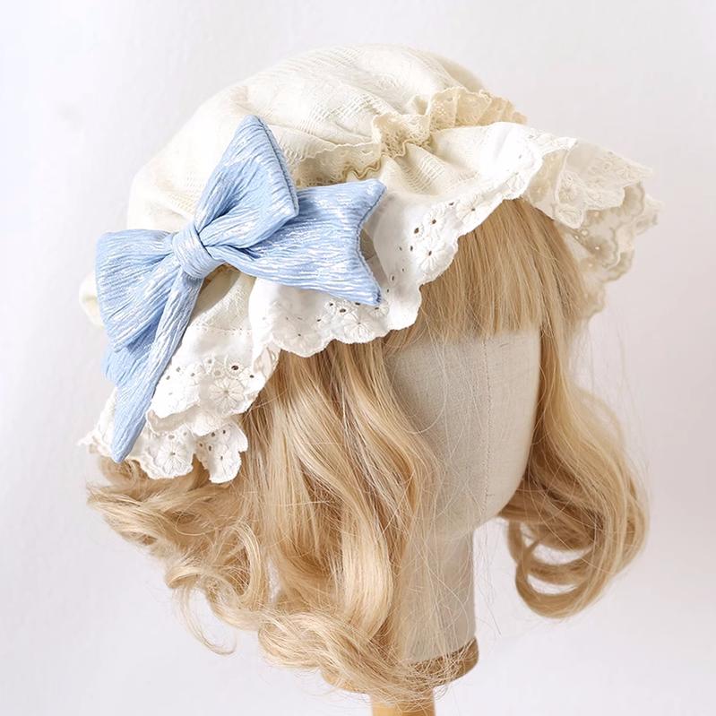 Lolita Bonnet Lace Edge Lvory Hat Lovely Bow Nightcap 28926:339200 28926:339200