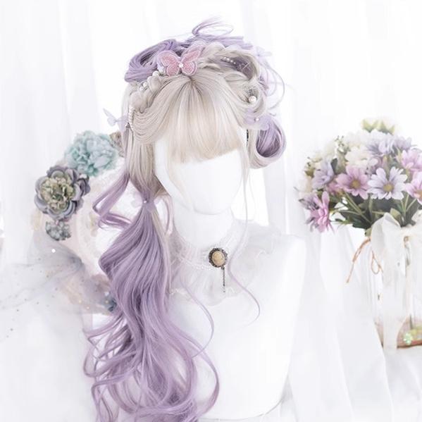 Purple Big Wave Wig Gradient Bangs Wig 31712:373006 31712:373006