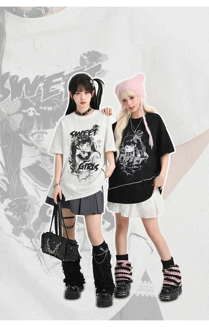 Y2K T-Shirt Anime Top Ripped Design 35898:560272