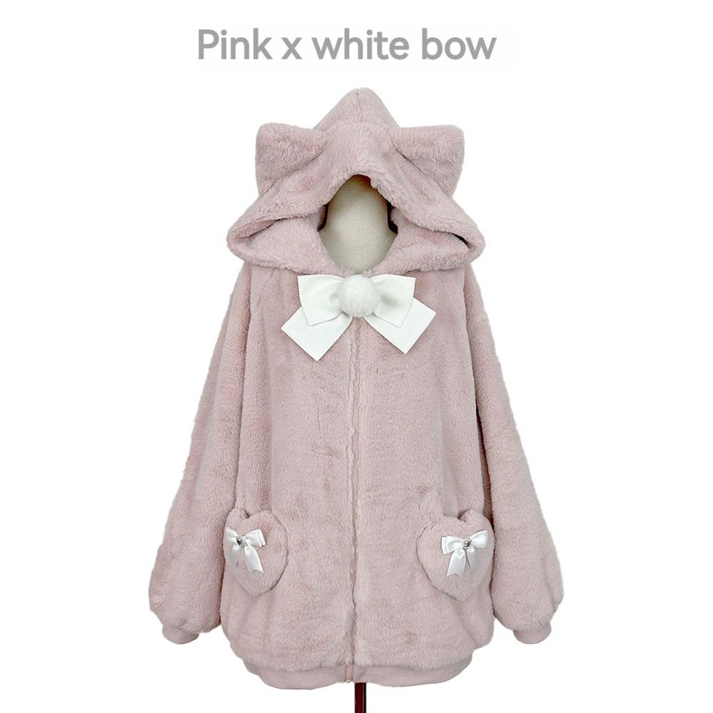 Jirai Kei Winter Coat Cat Ear Plush Jacket Multicolor 33954:440222