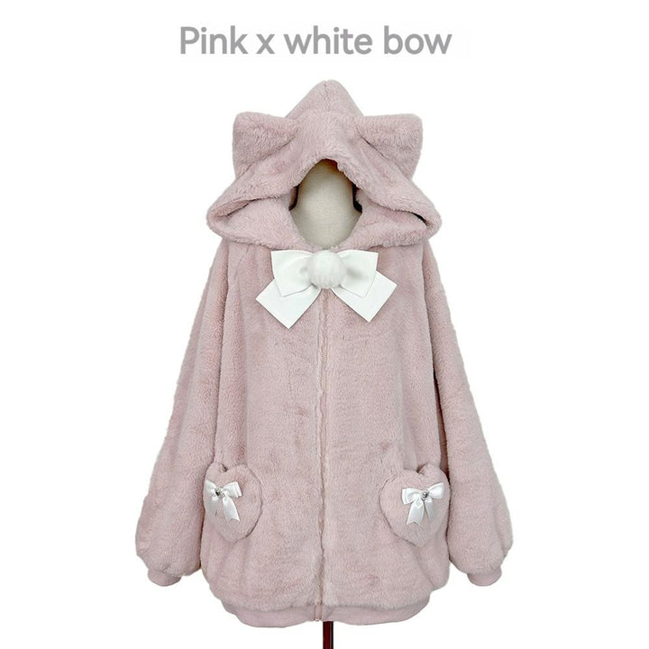 Jirai Kei Winter Coat Cat Ear Plush Jacket Multicolor 33954:440222 33954:440222