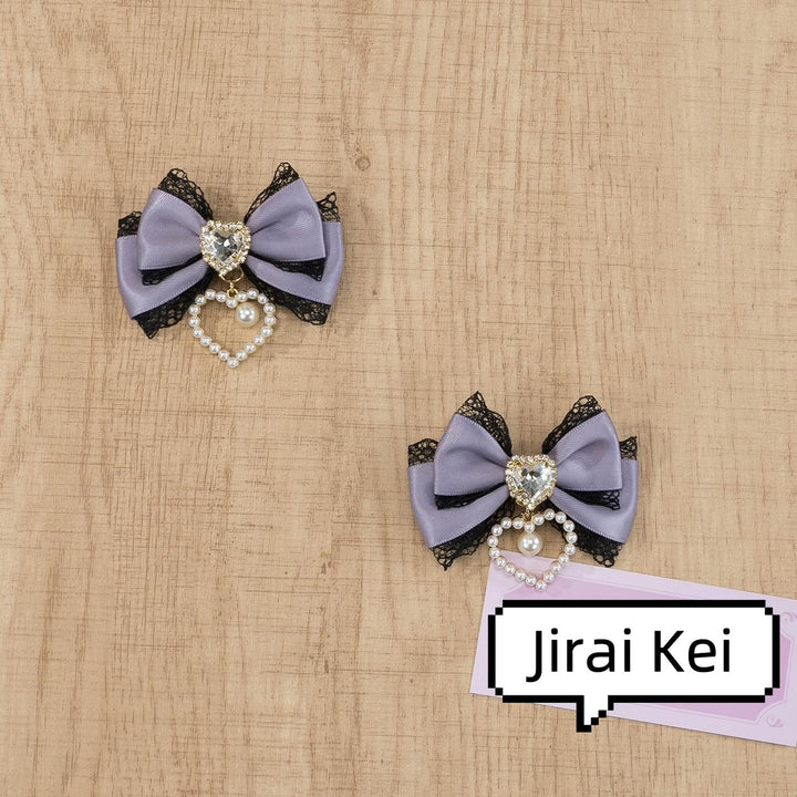 Jirai Kei Hair Clip Lace Bow Rhinestone Barrette 38774:608562