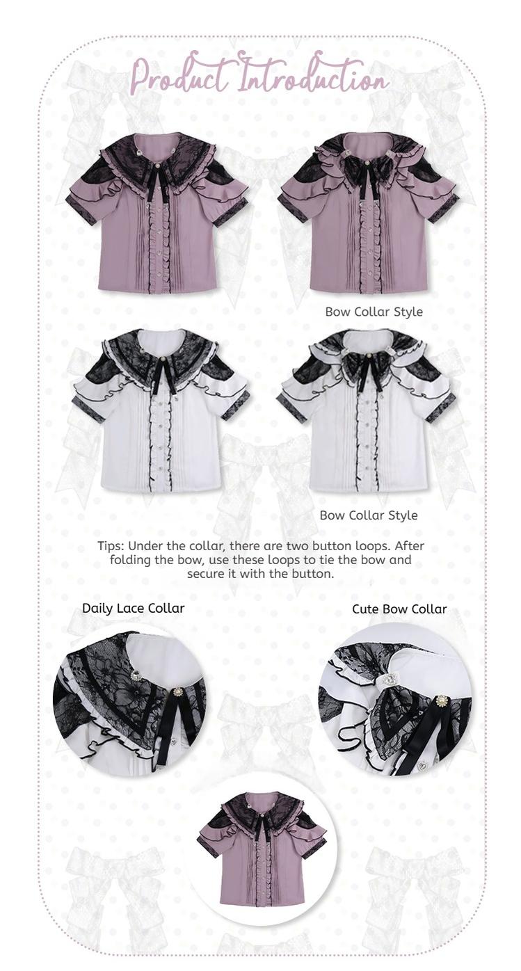 Chiffon Jirai Kei Blouse, Bow Collar 43784:785822