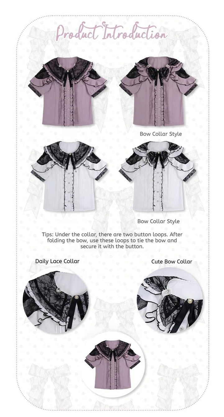 Chiffon Jirai Kei Blouse, Bow Collar 43784:785822
