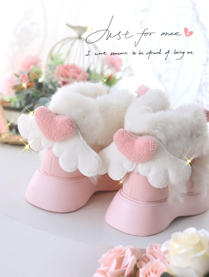 Winter Lolita Shoes Angel Wings Plush Padded Snow Boots 40328:655994