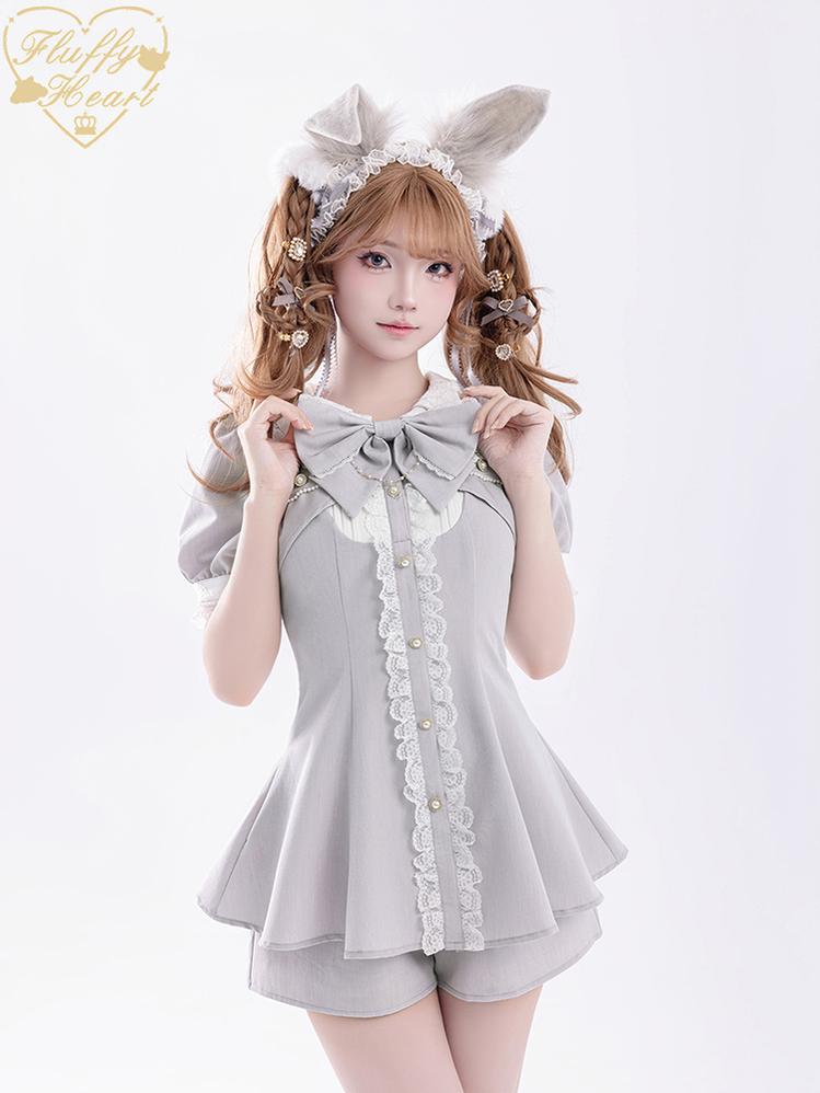 Jirai Kei Dress Set Short Sleeve Two-Piece Set 38872:606684