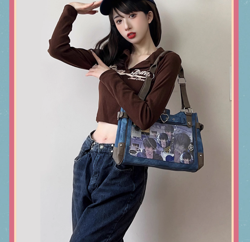 Punk Itabag Single Shoulder Bag Cool Office Worker Itabag 37056:546462