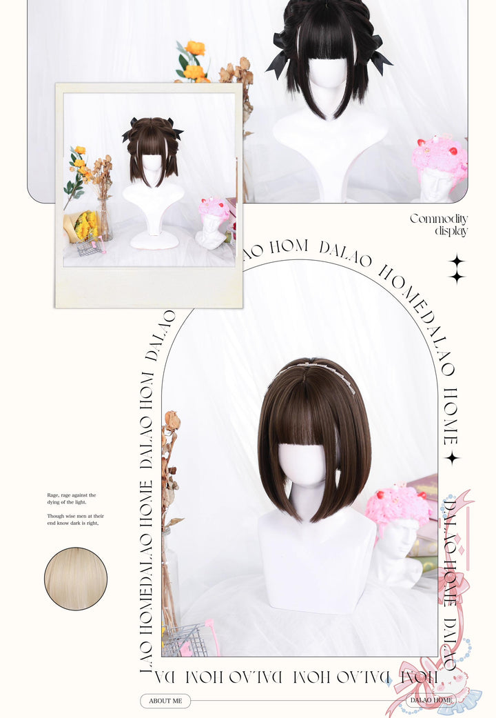 Lolita Wig Black Bob Haircut Short Wig With Bangs 35604:496448 35604:496448