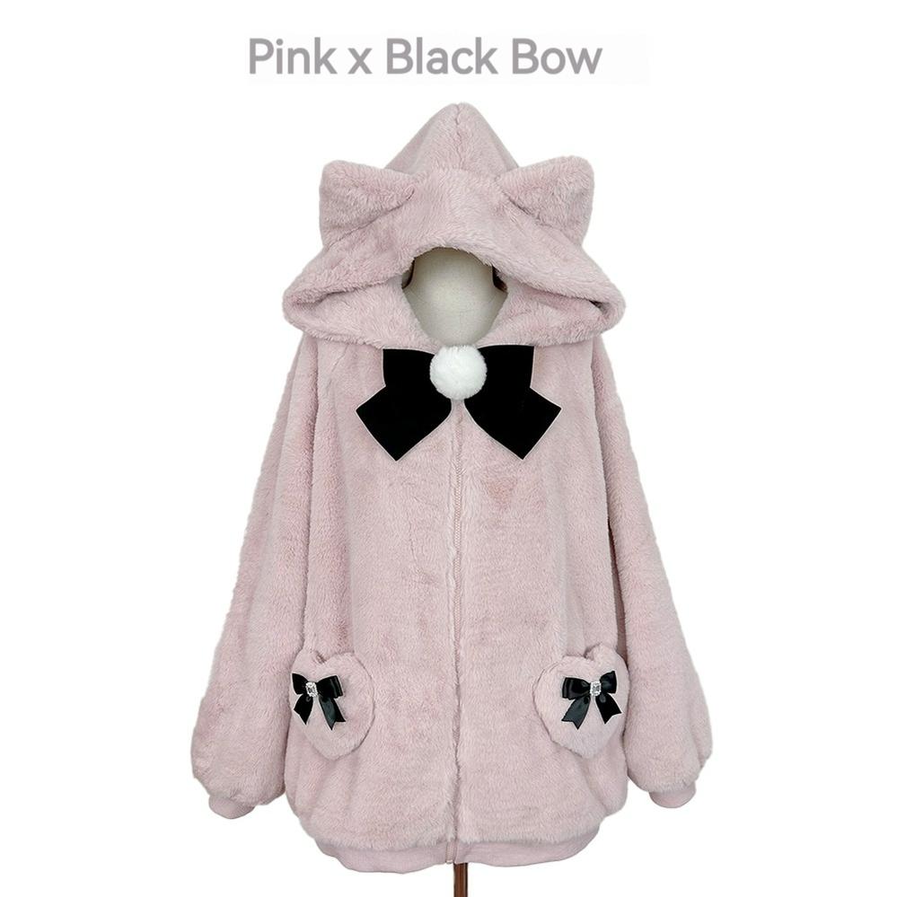 Jirai Kei Winter Coat Cat Ear Plush Jacket Multicolor 33954:440236