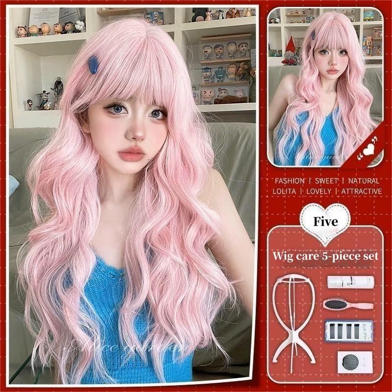 Lolita Wig Fairy Kei Pink Wig Long Curly Wig 32100:522666 32100:522666