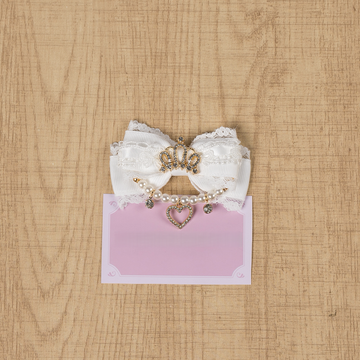 Ryousangata Hair Clip, Bow with Crown & Pearl 44743:823267