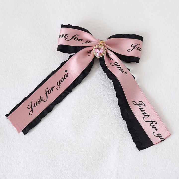 Jirai Kei Ryousangata Hair Clips with Letter Ribbons and Bow 22544:333194