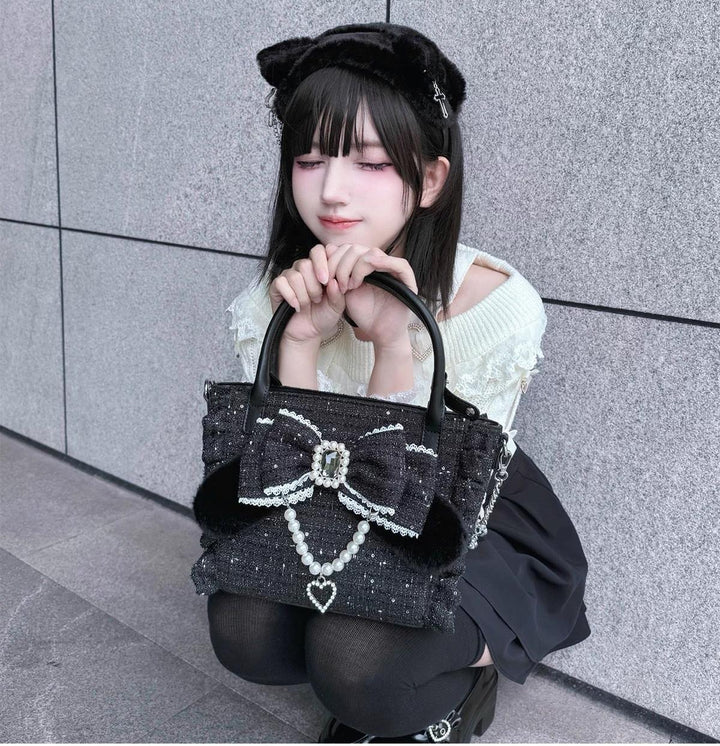 Ryousangata Style Handbag, Bow and Plush Ears 43680:782730
