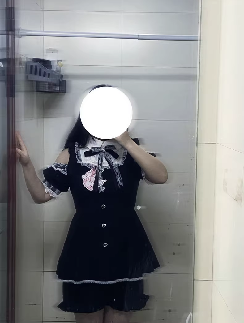 Jirai Kei Set Short-sleeved Lace Dress And Shorts 37850:571610