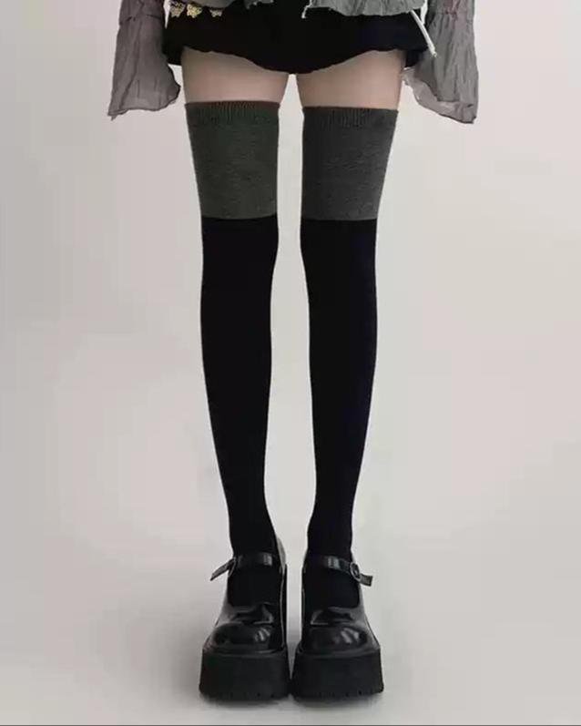 JK Thigh-high Socks Black Knee-high Socks Winter Stockings 40884:698488