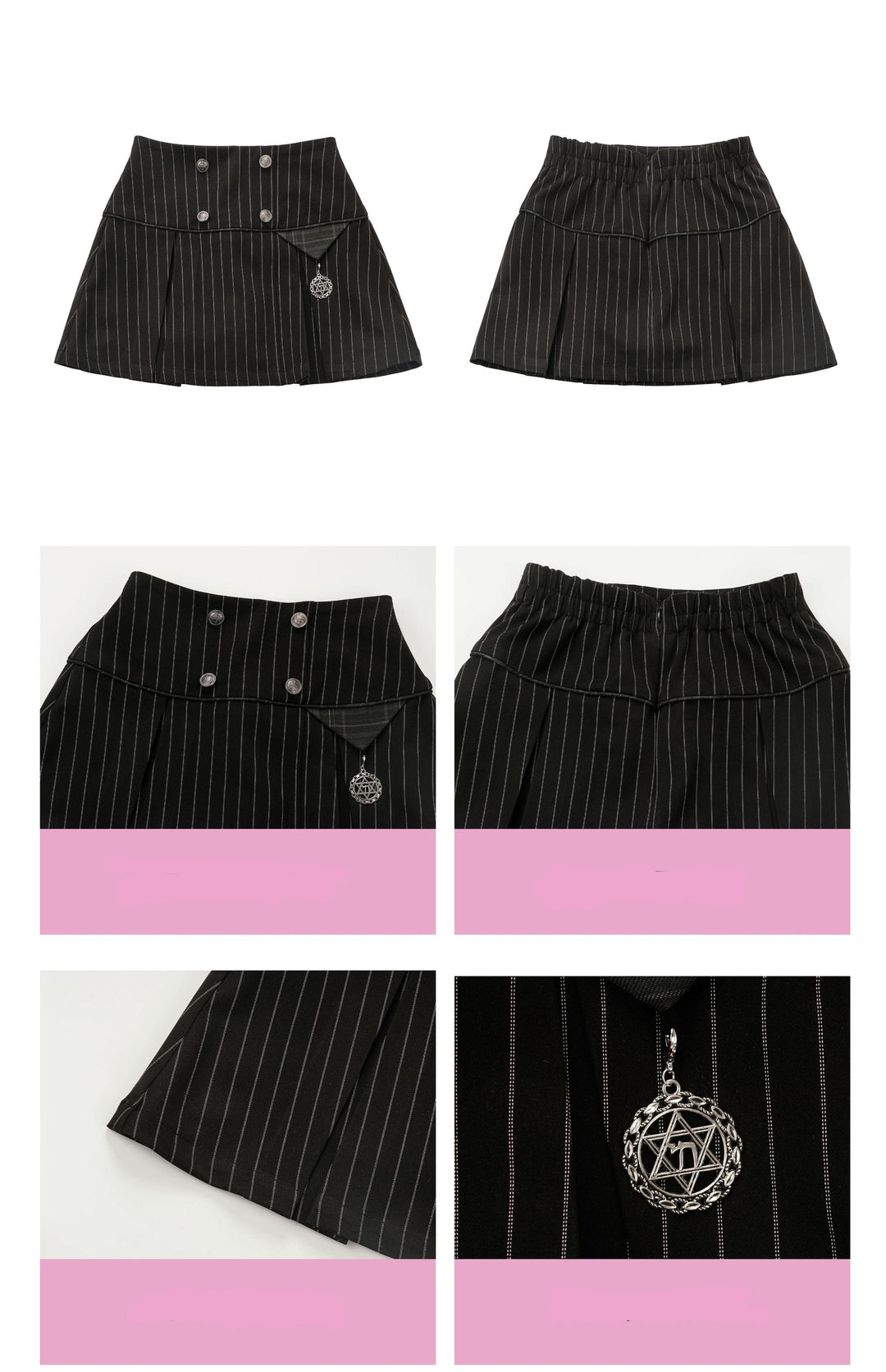 Black Striped Blazer Skirt with White Shirt Set 29366:355462 29366:355462