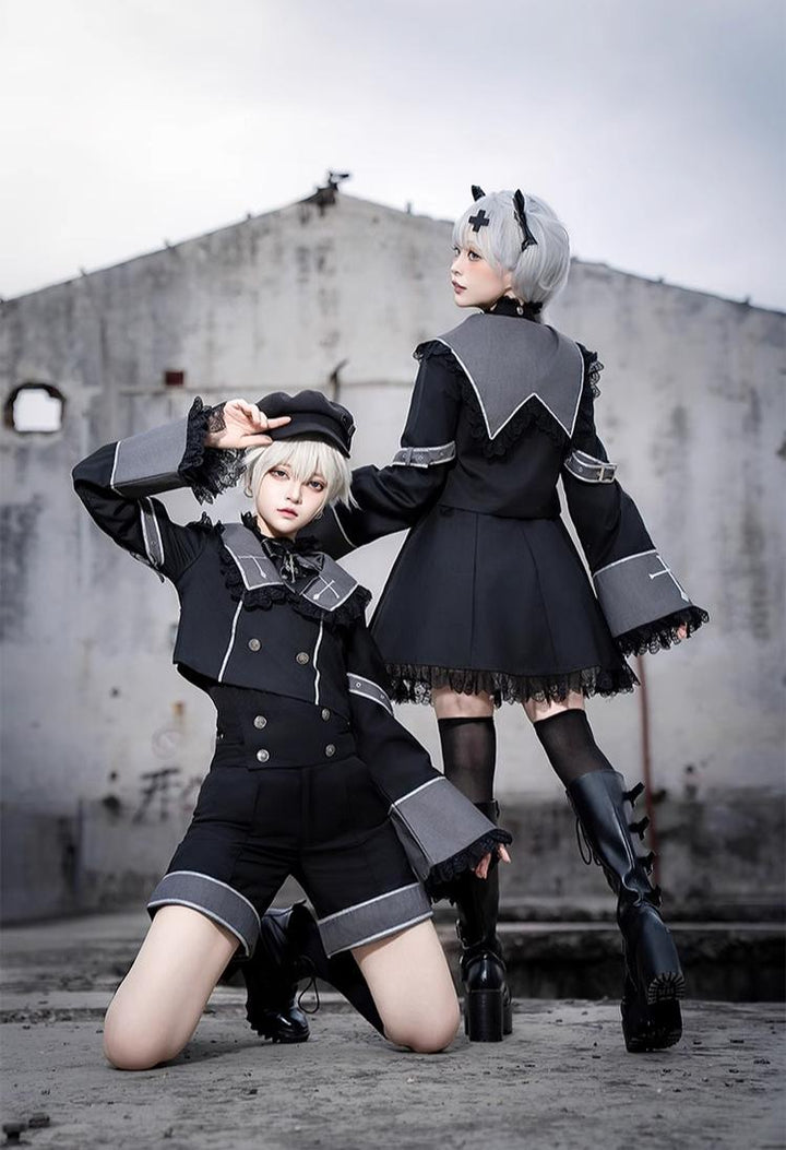 Ouji Lolita Outfit Set with Embroidery Jacket & Dress 43037:764894