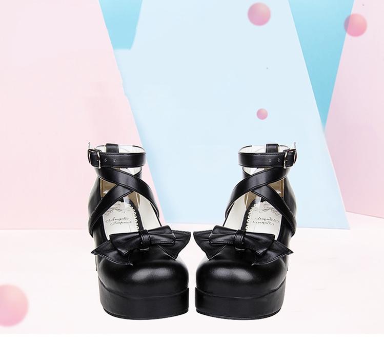 Lolita Shoes Mid Heel Shoes With Sweet Round Toe And Bow 37386:558824
