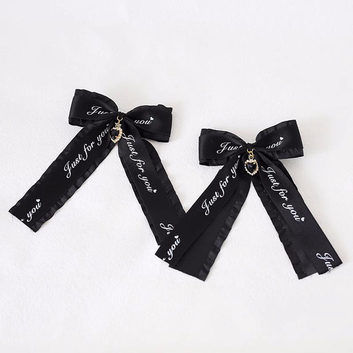 Jirai Kei Ryousangata Hair Clips with Letter Ribbons and Bow 22544:333190