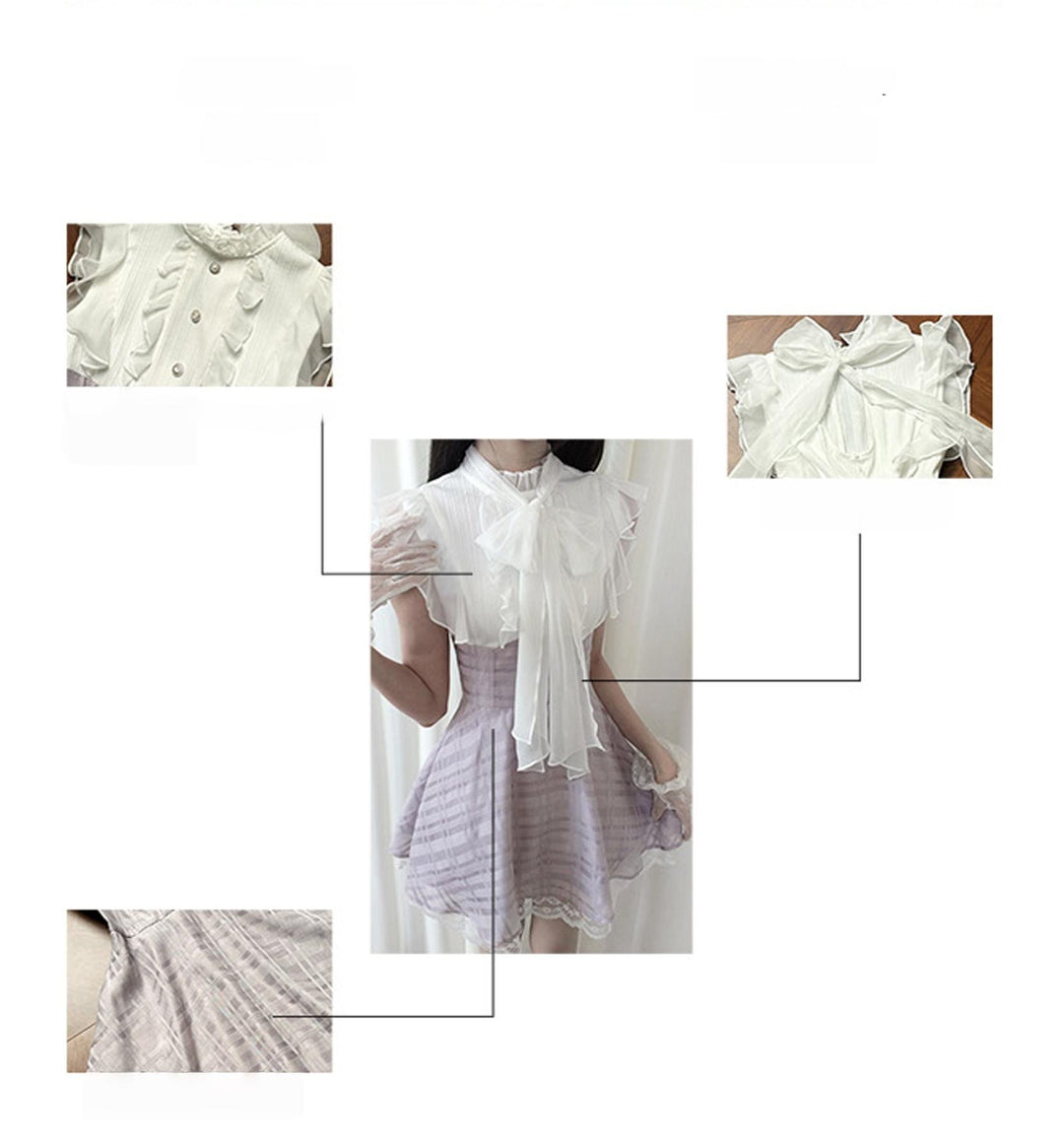 Sleeveless Seiso Kei High-Waist Dress, Purple Plaid Hem 44974:834227