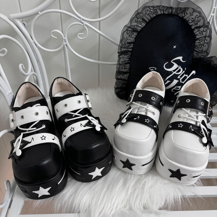 Punk Platform Shoes Gyaru Round-Toe Shoes Thick-Soled Shoes 41578:706682