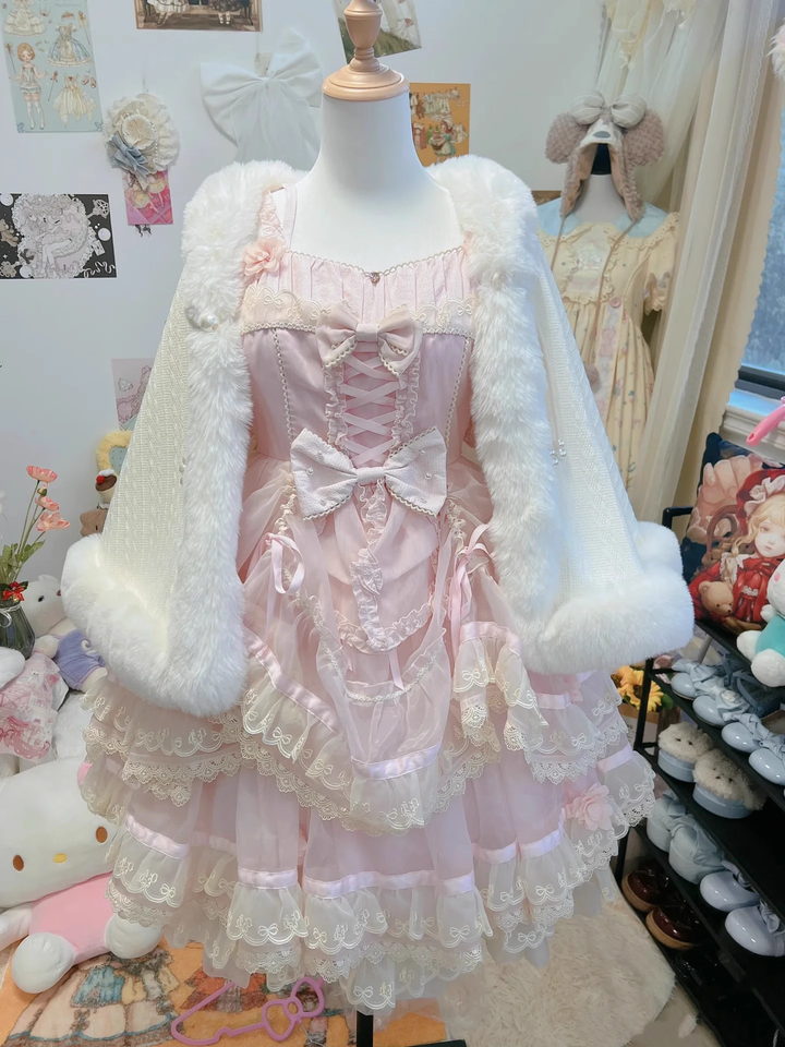 Sweet Lolita Coat White Cape Coat Winter Velvet Cloak 41066:685730