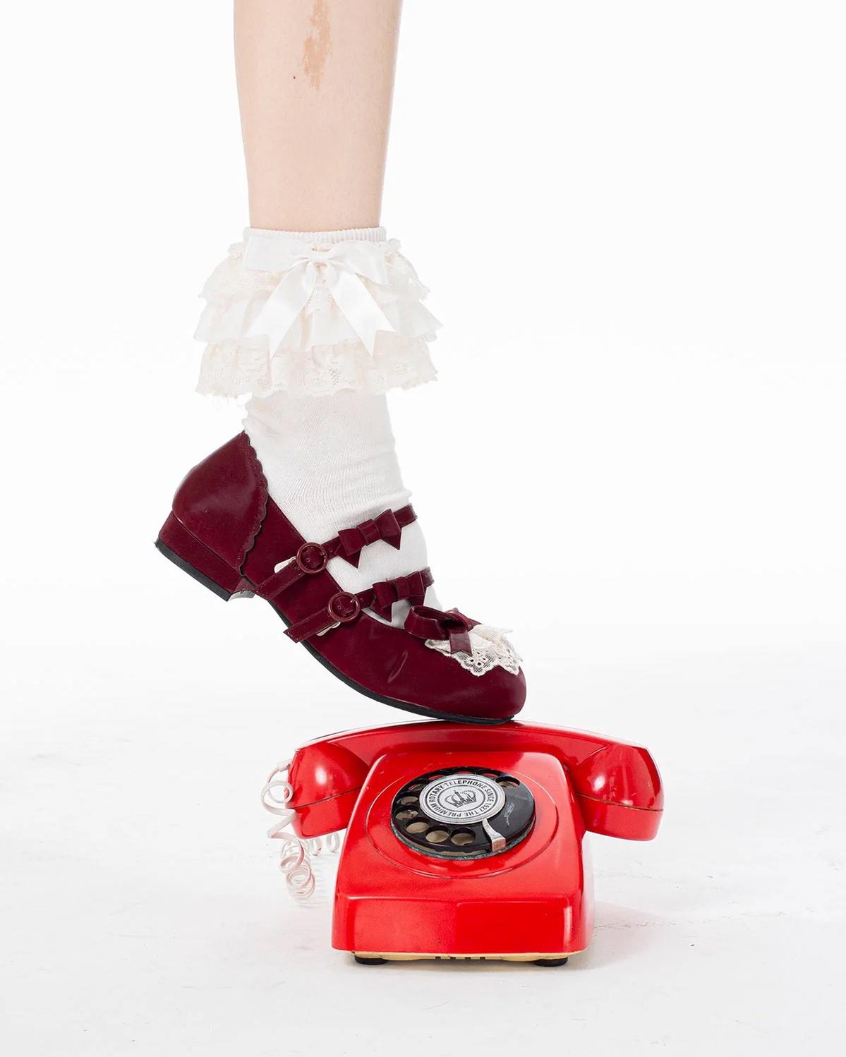 Lolita Shoes Kawaii Low Heel Shoes Lace Round-Toe Shoes 37112:557502