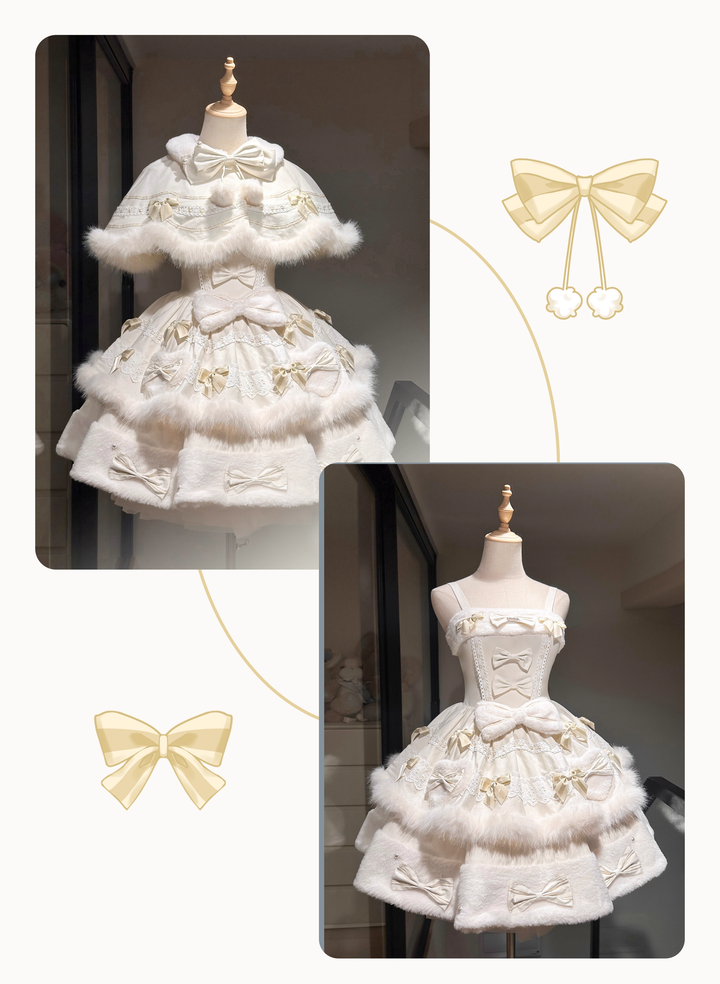 Lolita JSK Apricot Cape Kawaii Cake Dress Winter Set 41172:693526