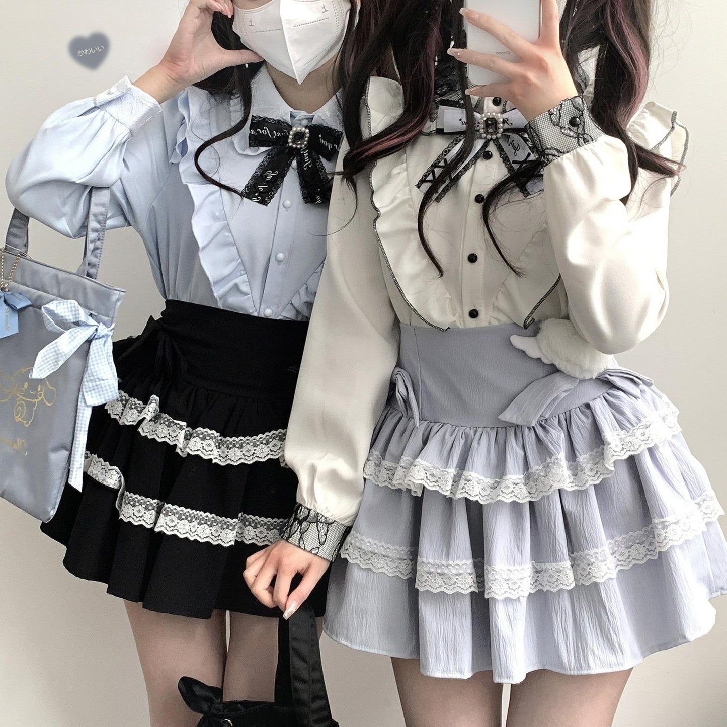 Jirai Kei Skirt Bow Double Layer Lace Cake Skirt 36774:540456