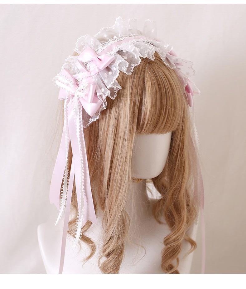 Lolita Headdress Pink Satin Hat Ballet Hair Clip Lace KC 37018:551512