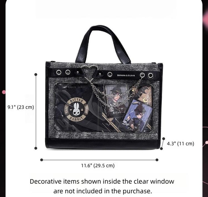 Japanese-Style Boxy Shape Ita Bag, Detachable Chain 45417:847852