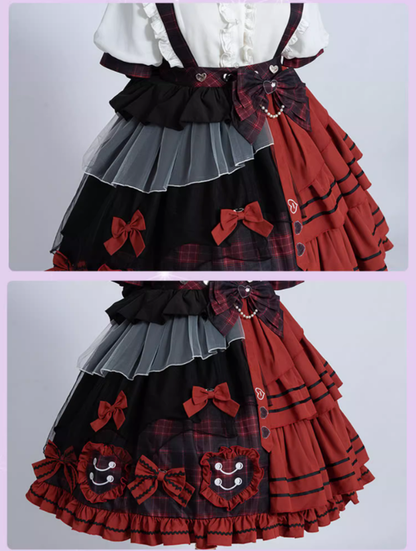 Lolita Dress Suspender Skirt Set Sweetheart Plaid Outfit 37004:544380