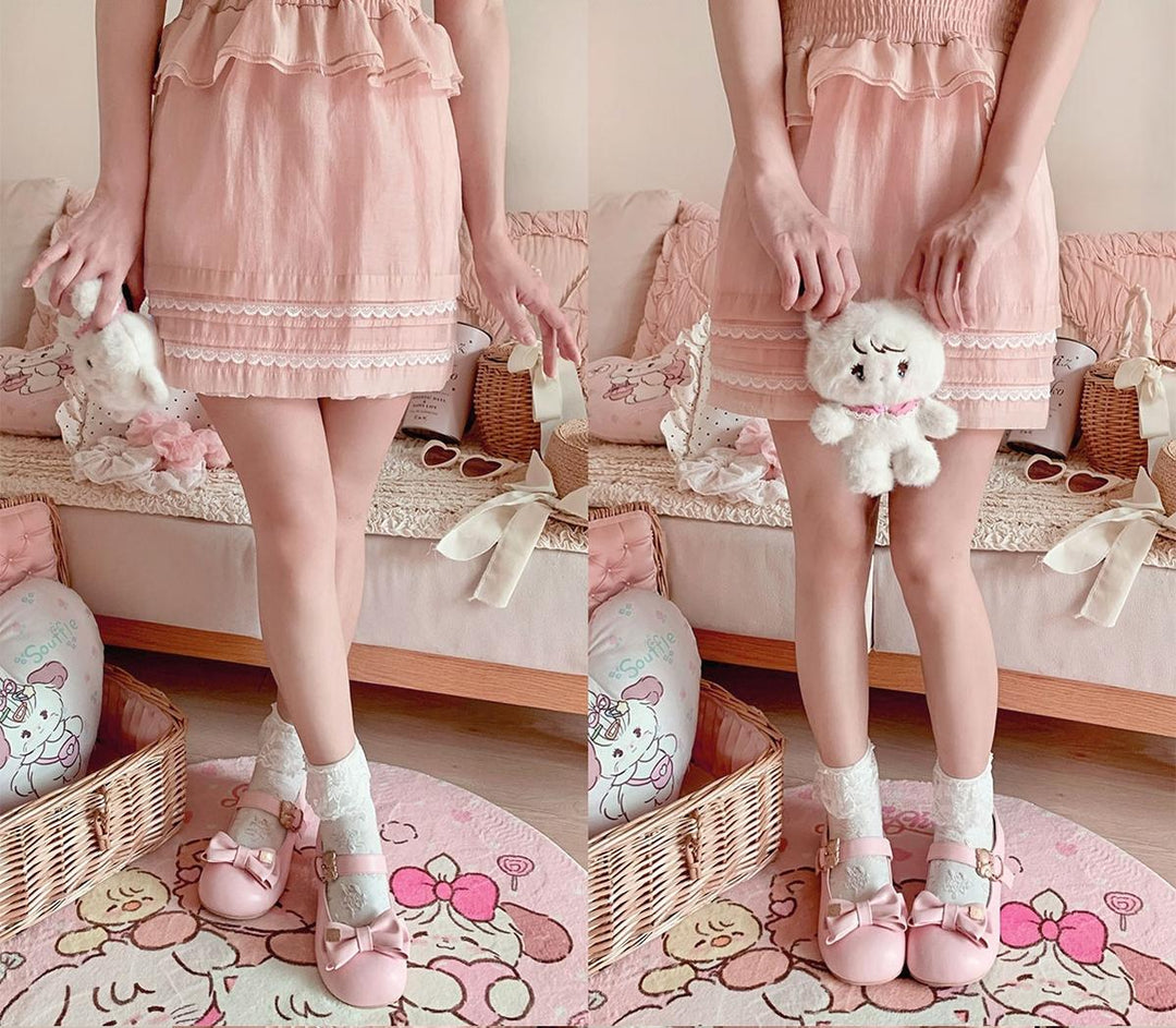 Preorder-Lolita Fashion Bow Tie Low Heel Shoes 4 Colors 22830:328268