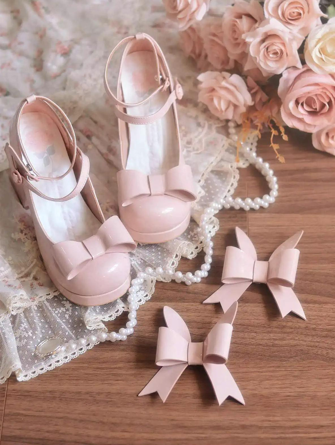 Lolita Shoes Bow Bunny Ear High Heels Round Toe 37598:588952