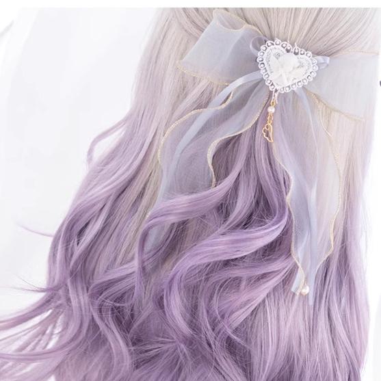 Purple Big Wave Wig Gradient Bangs Wig 31712:372998 31712:372998