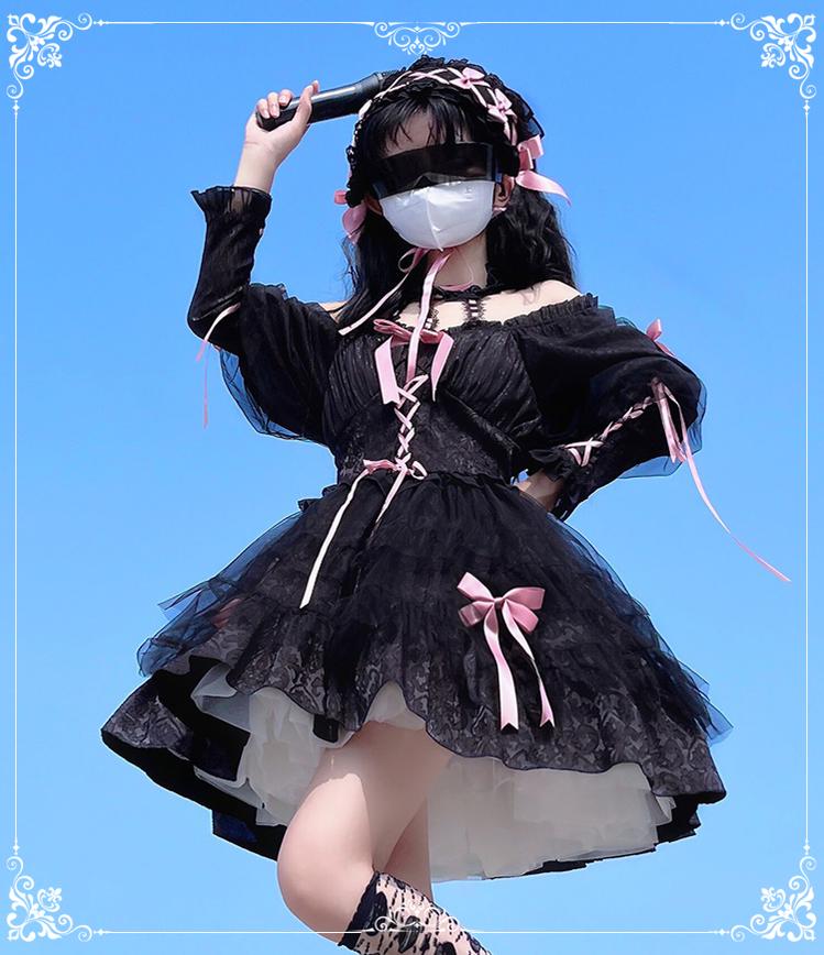 Gothic Lolita Jumper Dress Dark Jacquard Pattern Dress 32088:487124