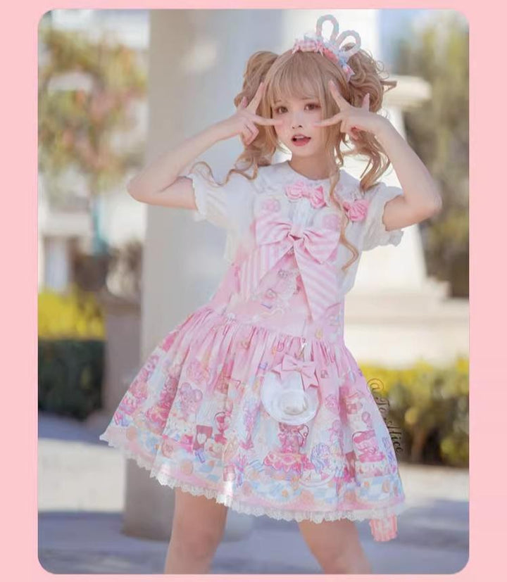 Fairy Kei Pink/ Blue Purple Yellow Coffee Lolita Dress 31732:365894 31732:365894