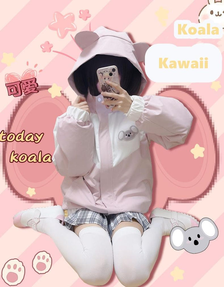 Plus Size Kawaii Coat Detachable Inner Jacket Pink Hoodie 39664:637032