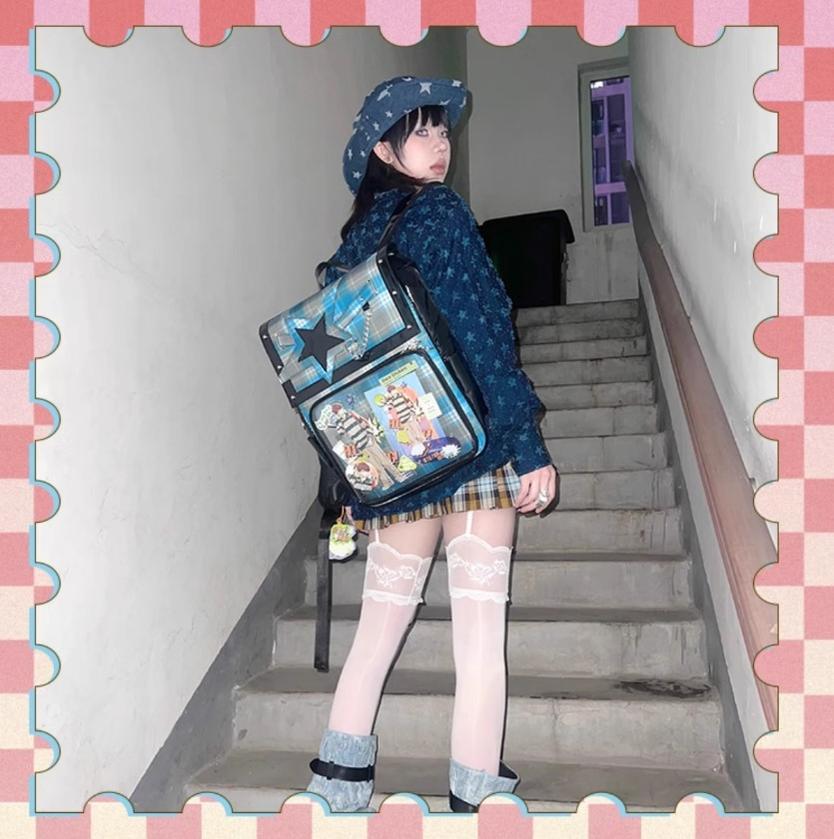 Subculture Ita Bag Plaid Star Large Capacity Ita Backpack – Honey