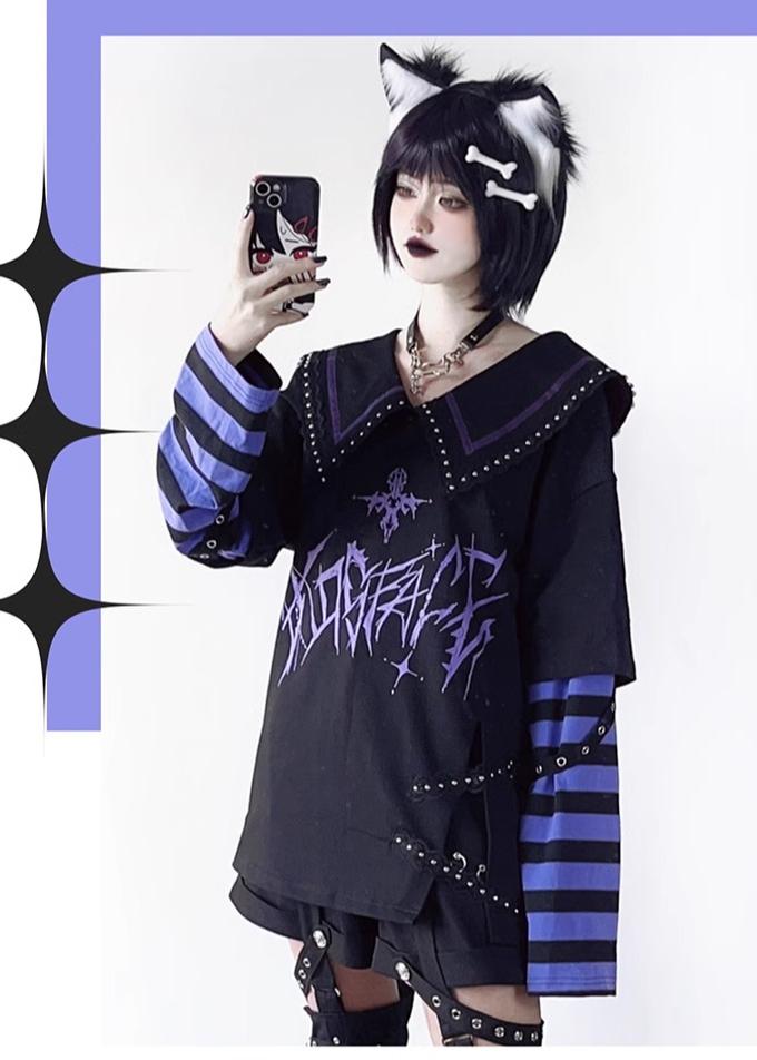 Jirai Kei Shirt Sub-cultural Lapel Long Sleeve Shirt 35330:488454 35330:488454