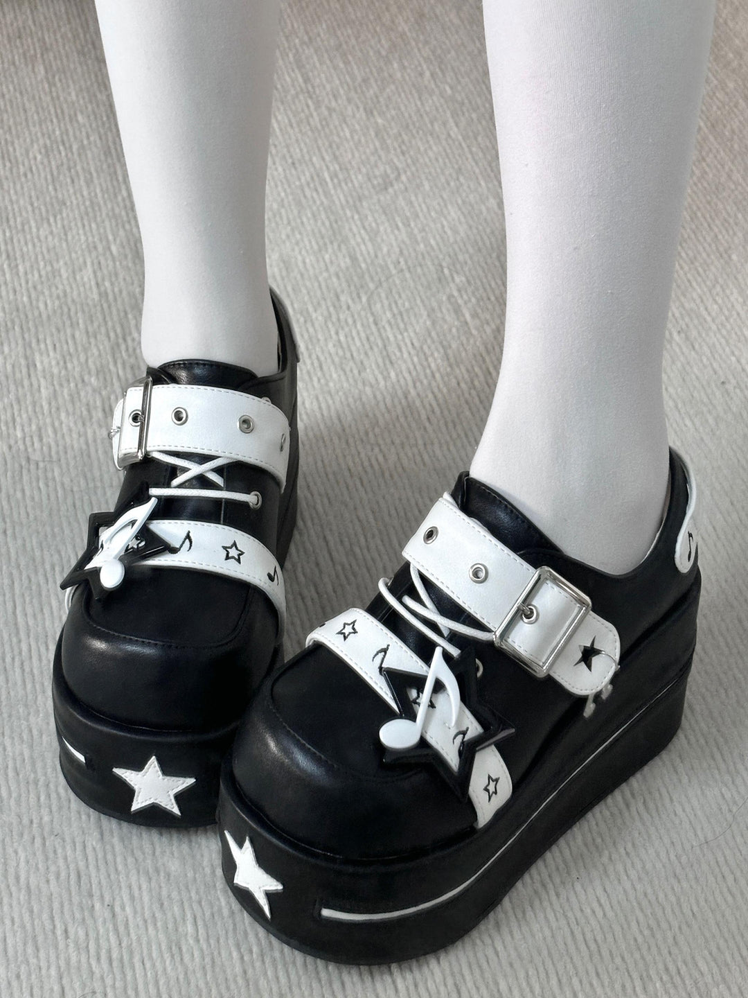 Punk Platform Shoes Gyaru Round-Toe Shoes Thick-Soled Shoes 41578:706688