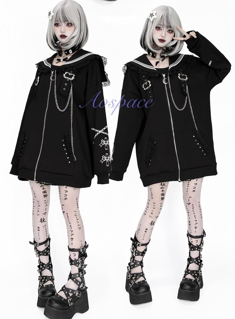 Subculture Sailor Collar Jacket, Chain Accents 43824:787407
