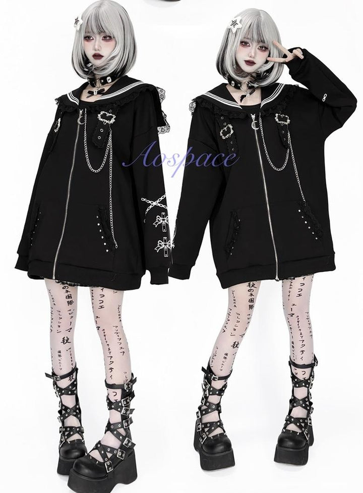 Subculture Sailor Collar Jacket, Chain Accents 43824:787407