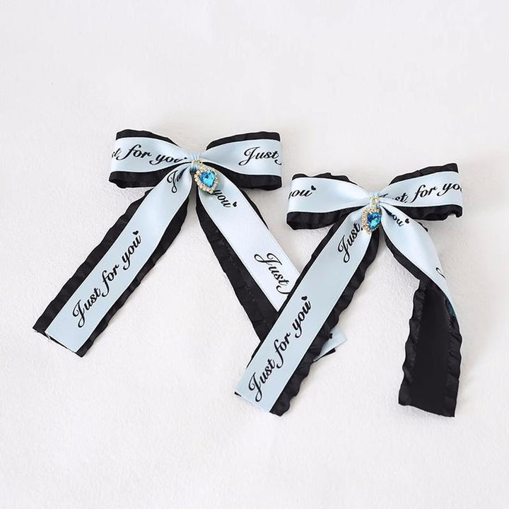 Jirai Kei Ryousangata Hair Clips with Letter Ribbons and Bow 22544:333210