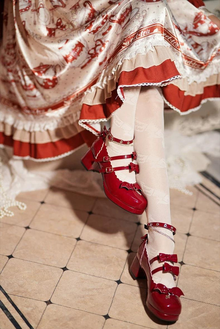 Halloween Gothic Lolita Heeled Shoes, Cross Pendant 45653:857583